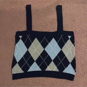 27 Miles Malibu Kitt Argyle Knit Tank Top Approximately Size Medium Sample NWOT